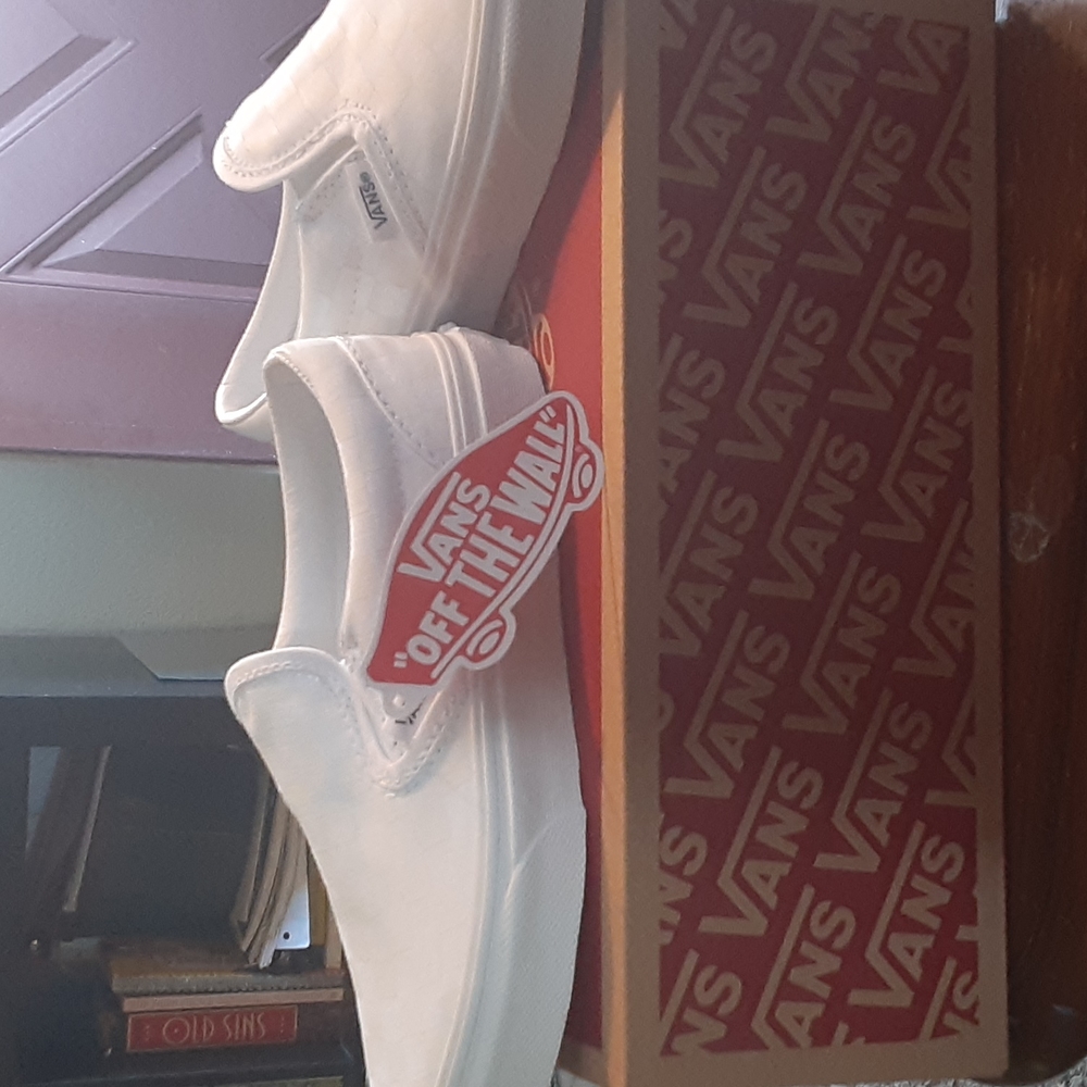 Kids white checkered vans